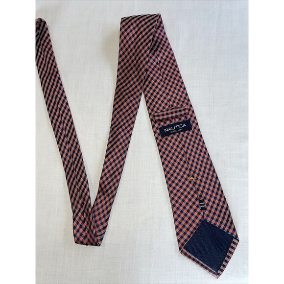 Nautica Dress Tie Mens Size 59" Red Striped 100% Silk Designer - Picture 9 of 12